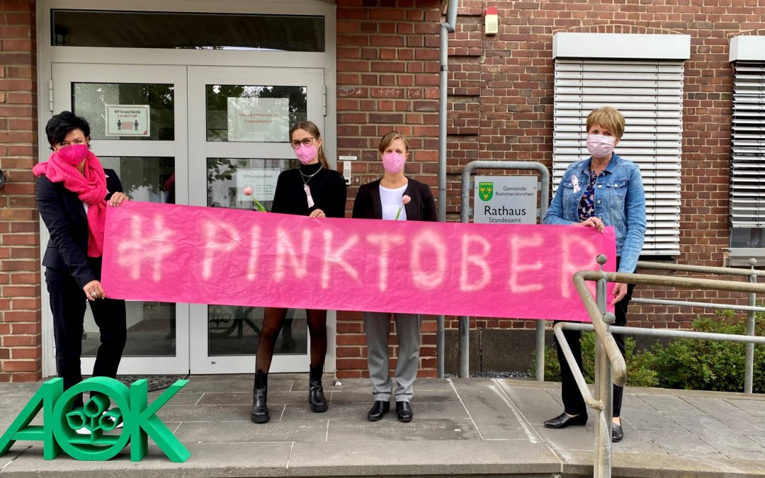 Aktion Pinktober Gemeinde Rommerskirchen und AOK werben für Früherkennung