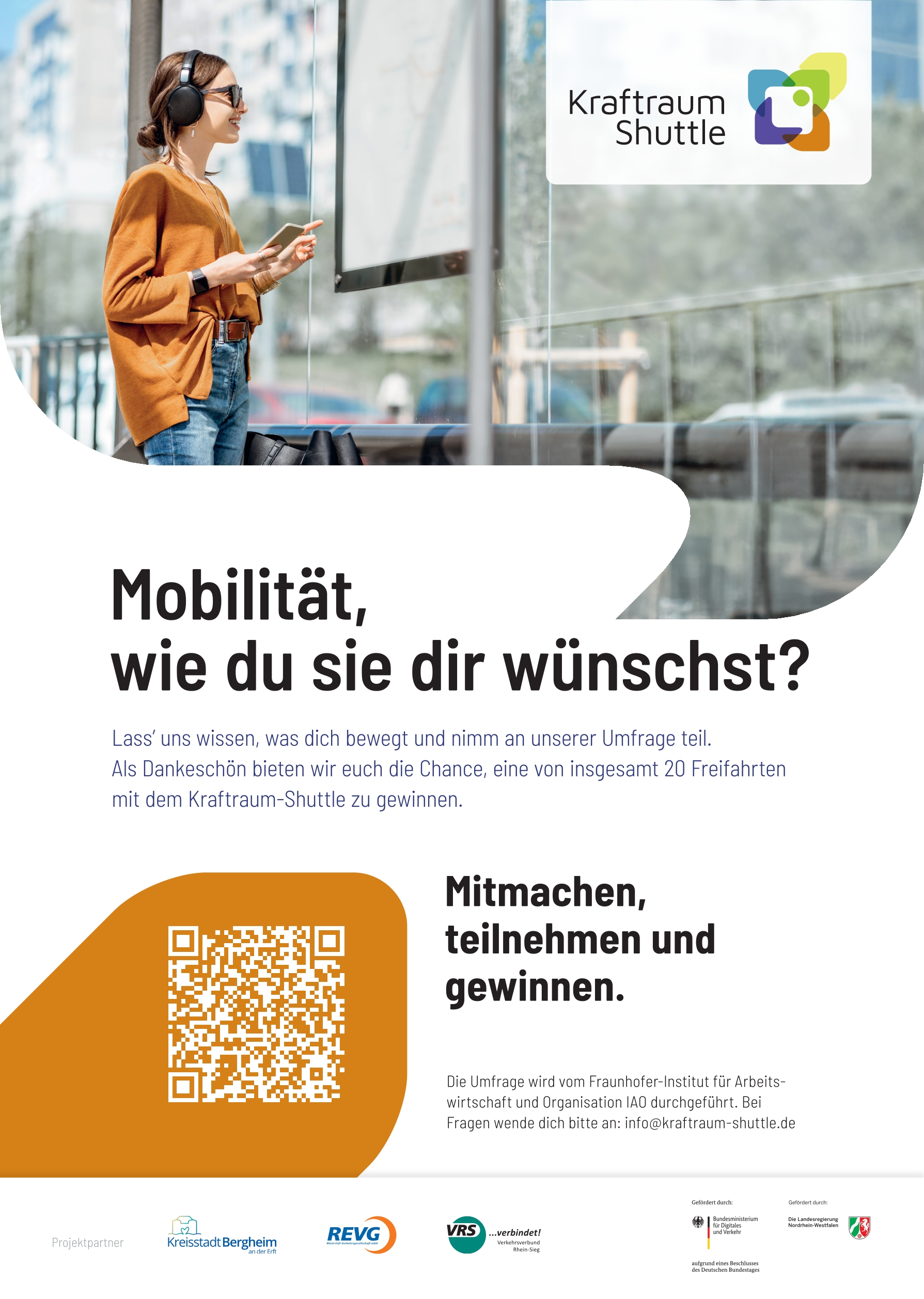 Plakat Umfrageaktion Mobilität Kraftraumshuttle